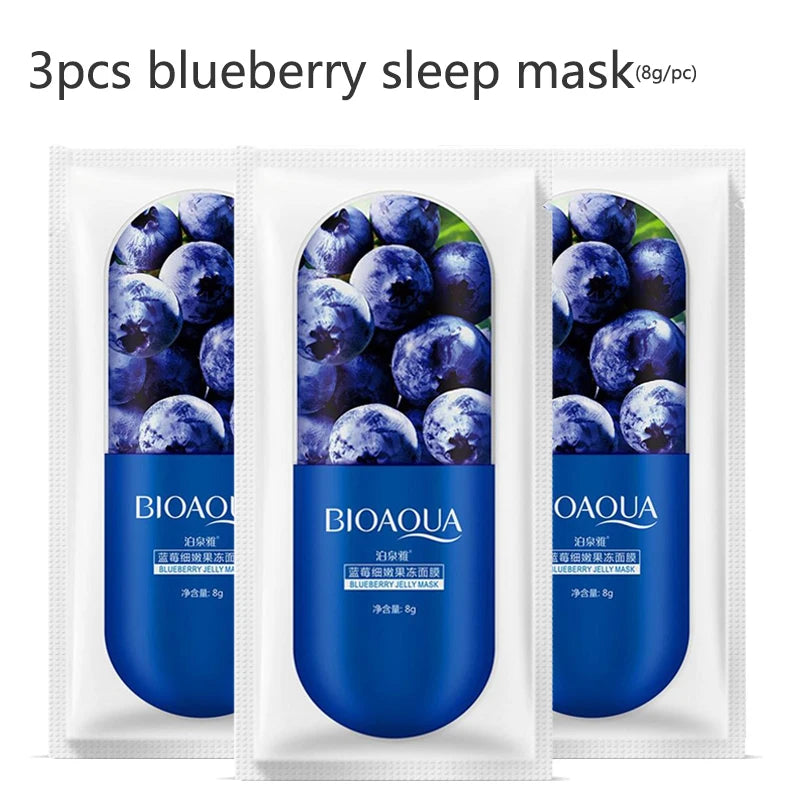 Masque Facial Hydratant aux Fruits et Plantes Naturelles, Soin de la Peau, Contrôle de l'Huile, Myrtille, Concombre, Grenade, Fruit, Efficacité