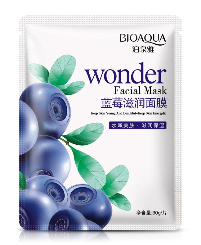 Masque Facial Hydratant aux Fruits et Plantes Naturelles, Soin de la Peau, Contrôle de l'Huile, Myrtille, Concombre, Grenade, Fruit, Efficacité