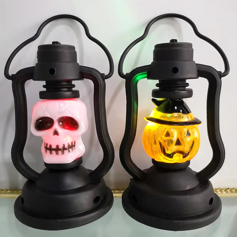 Lanterne LED en forme de crâne de citrouille pour Halloween, accessoire de décoration créatif