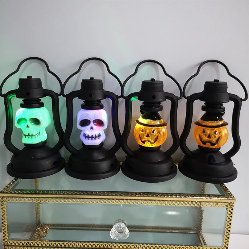 Lanterne LED en forme de crâne de citrouille pour Halloween, accessoire de décoration créatif