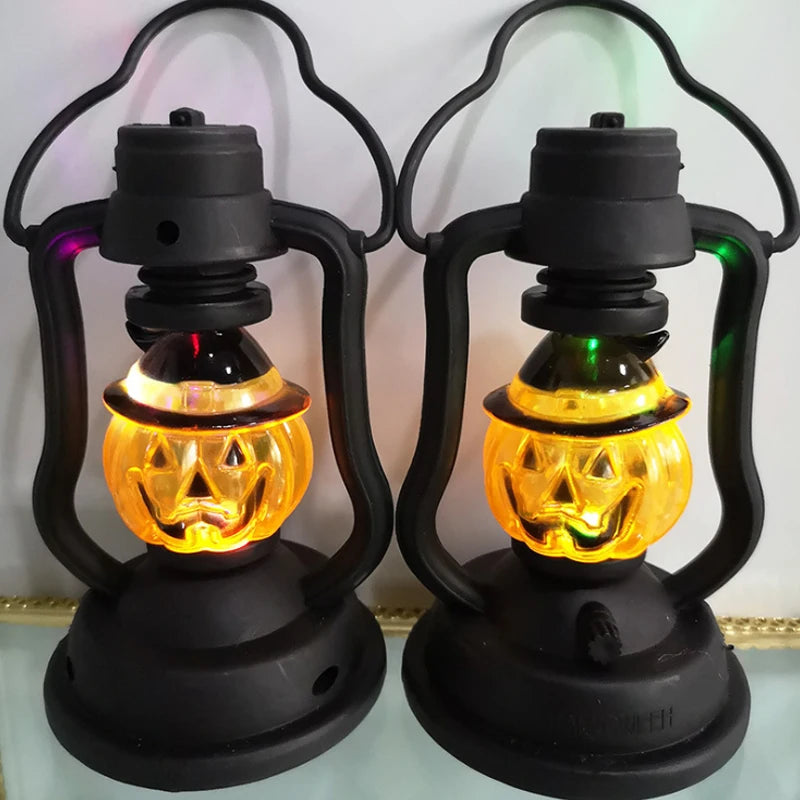 Lanterne LED en forme de crâne de citrouille pour Halloween, accessoire de décoration créatif