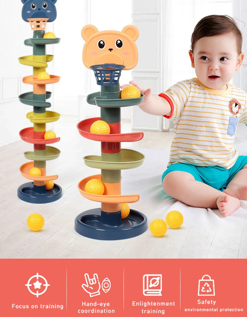 Jouets Montessori pour bébé de 0 à 12, 24 et 36 mois, piste roulante, balle...