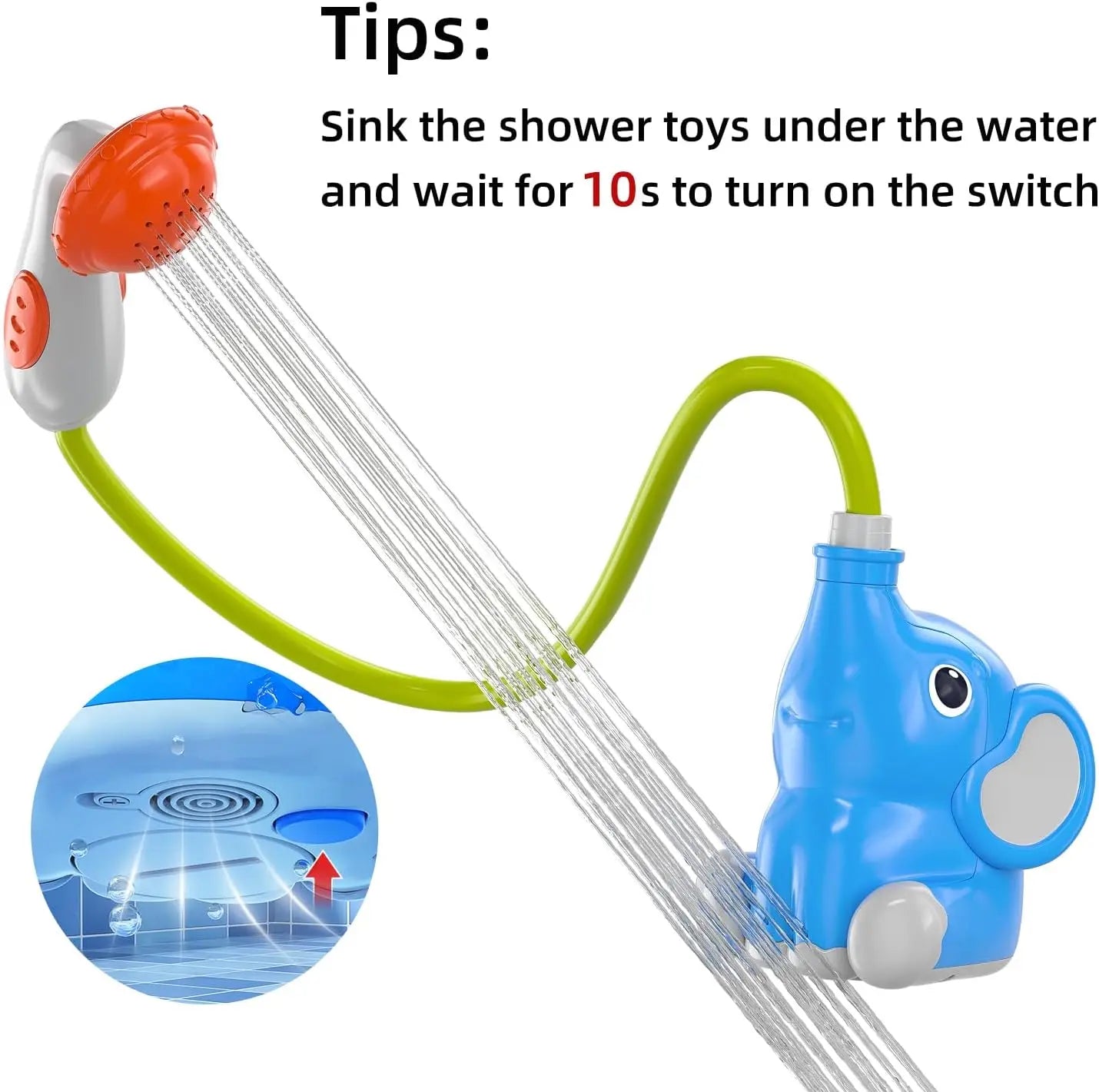 Jouets de bain pour bébé en forme d'éléphant, pommeau de douche, jouets de bain pour enfants, jouets de bain pour nourrissons…