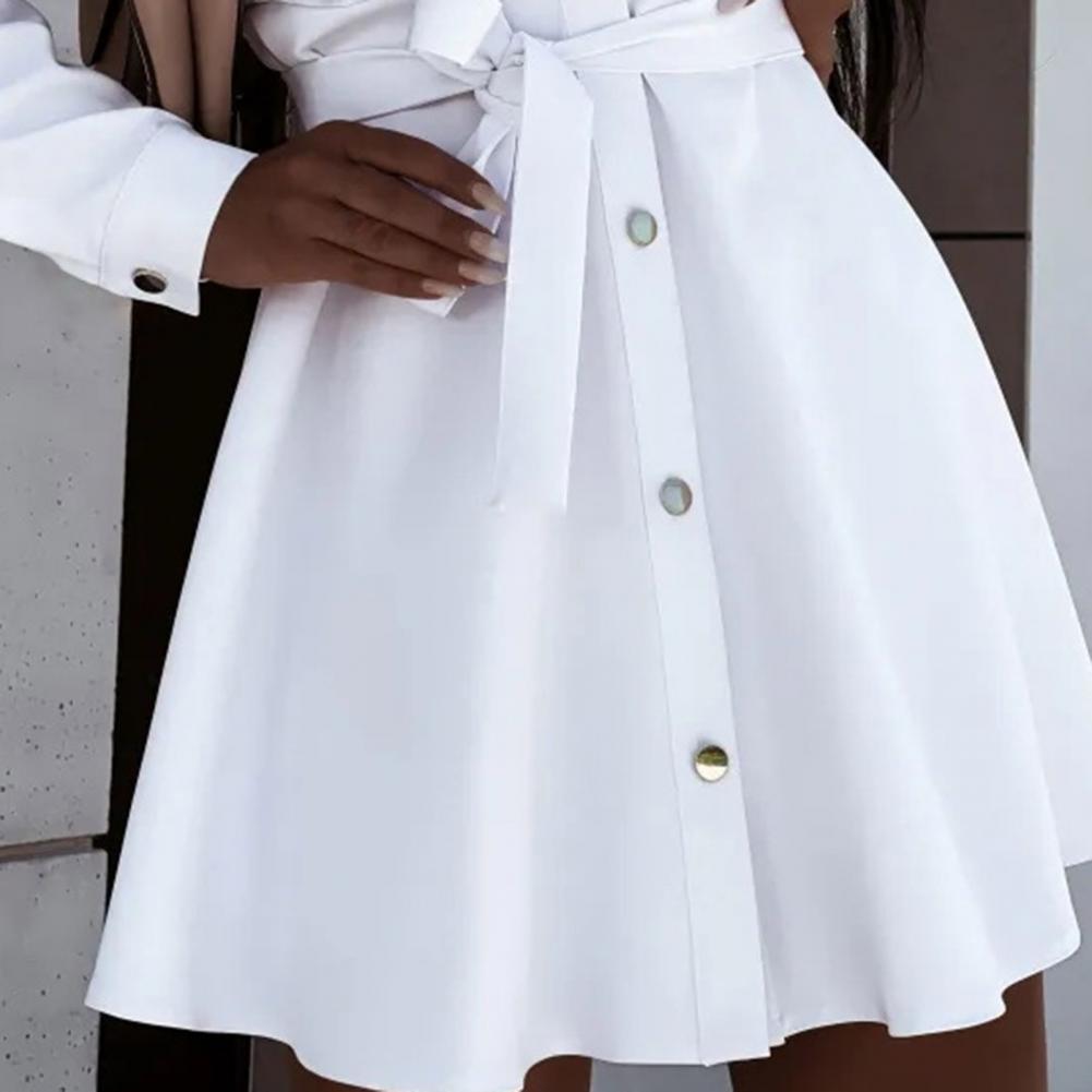 Robe chemise blanche élégante pour femme, mini, manches longues