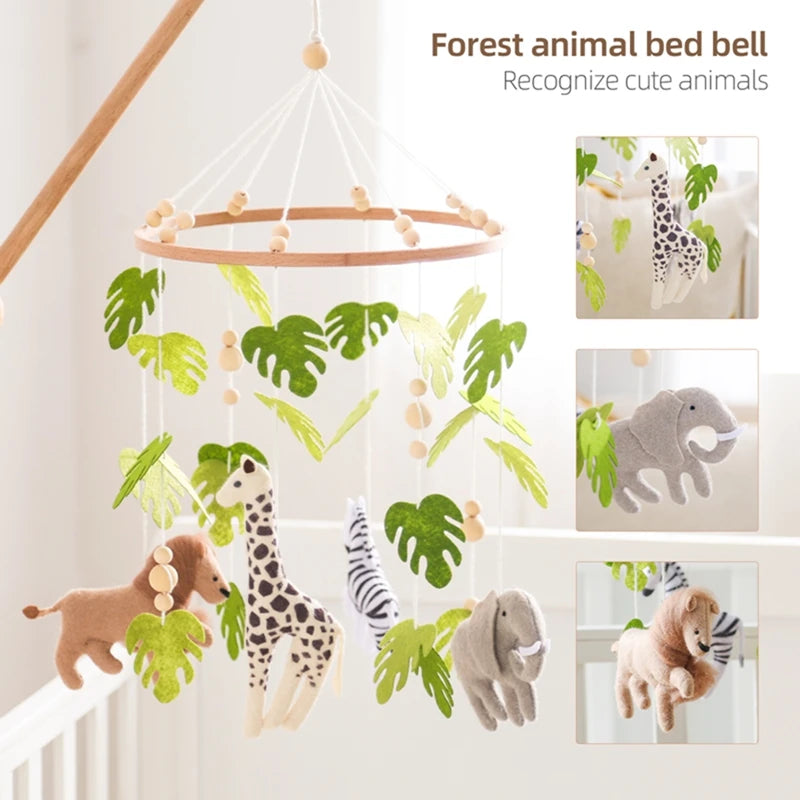 Hochet mobile pour berceau de bébé de 0 à 12 mois, motif animal de la forêt