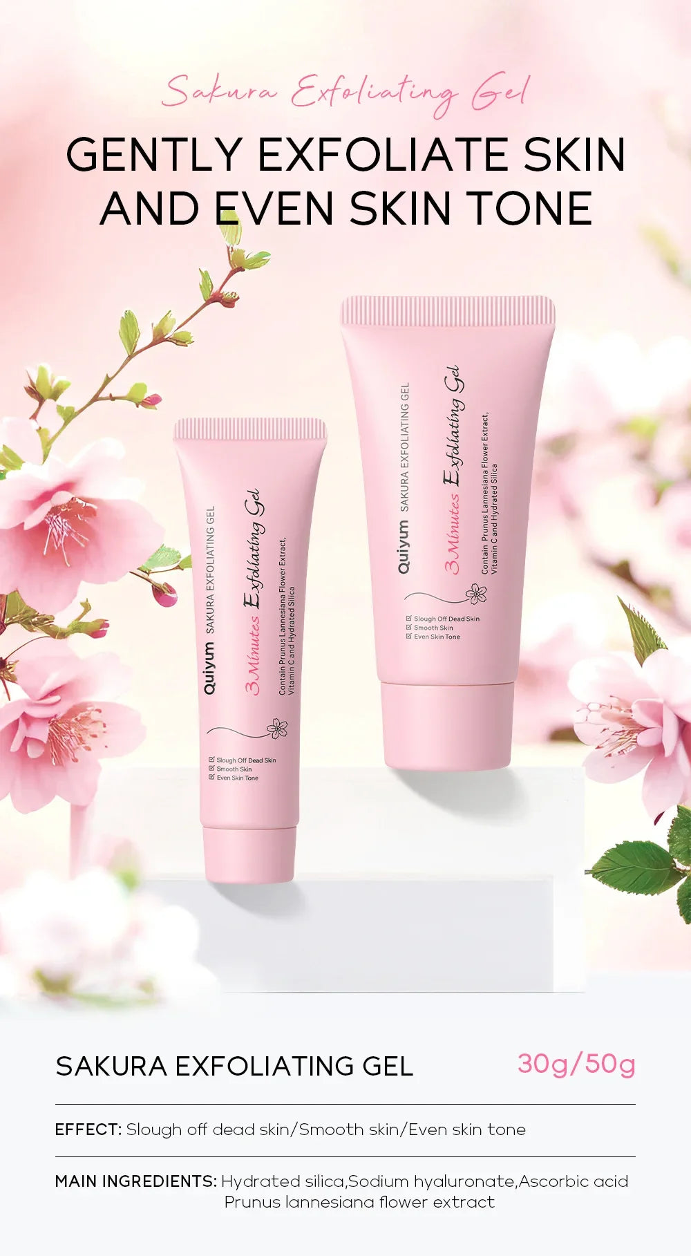 Sakura exfoliant Peeling Gel gommage pour le visage hydratant nourrissant réparation gommages crème pour le visage beauté soins de la peau