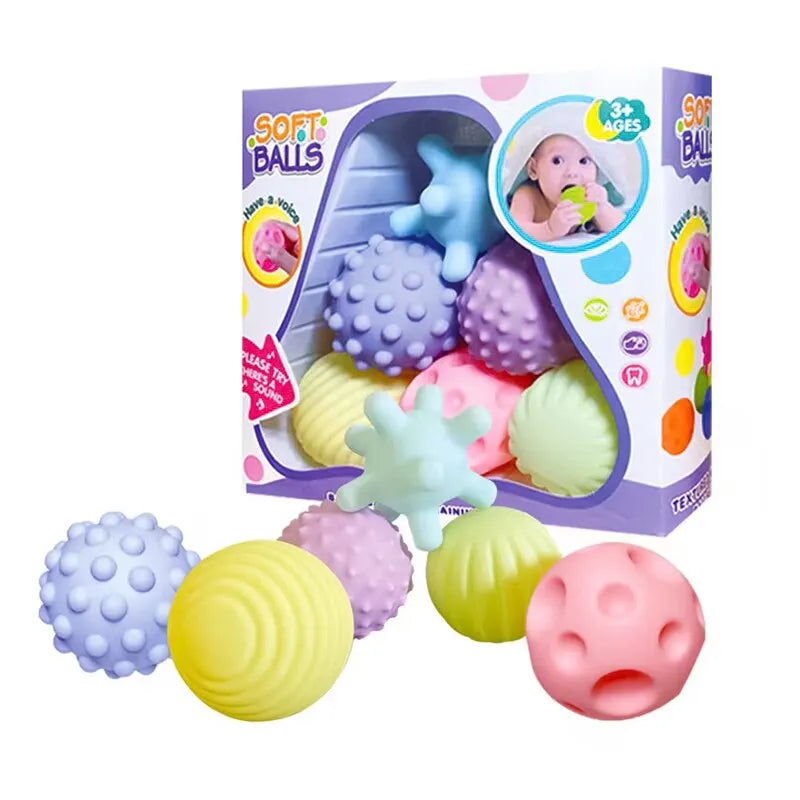 Lot de 6 balles sensorielles pour nouveau-né, jouet anti-stress  Balle de massage tactile pour bébés de 6 à 12 mois