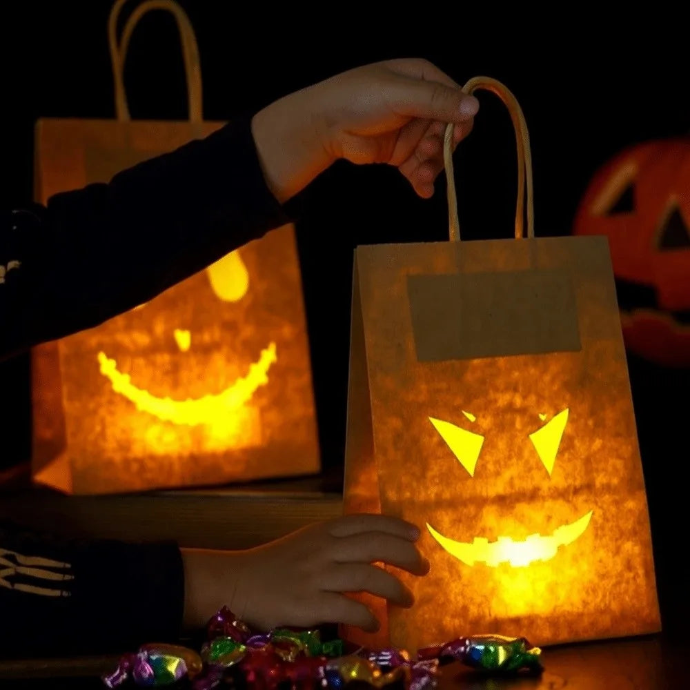 Sac en papier citrouille Halloween creux style aléatoire sac d'emballage lumineux