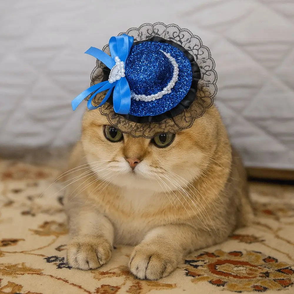 Pet Accessories Adjustable Pet Halloween Hat Sequin Elastic Band Cat Cosplay Hat British Style Pet Decorative Hat Pet Party