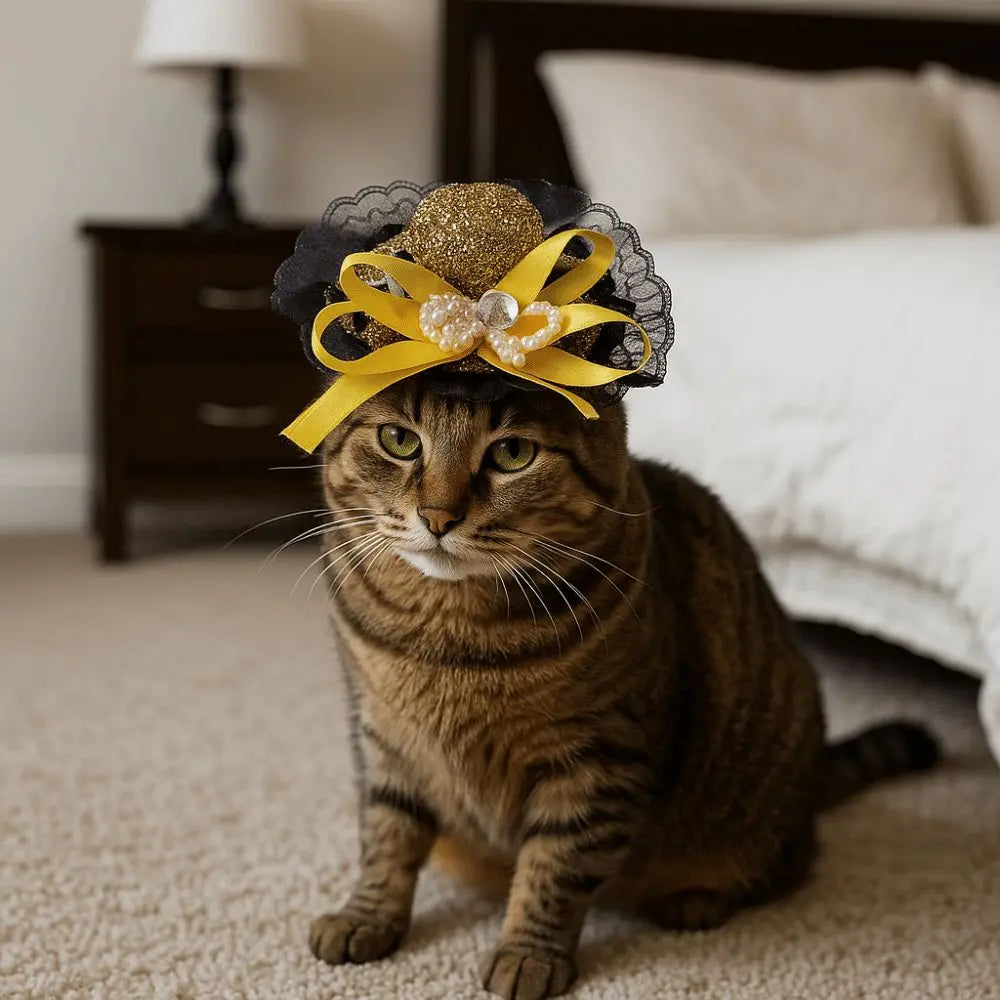 Pet Accessories Adjustable Pet Halloween Hat Sequin Elastic Band Cat Cosplay Hat British Style Pet Decorative Hat Pet Party