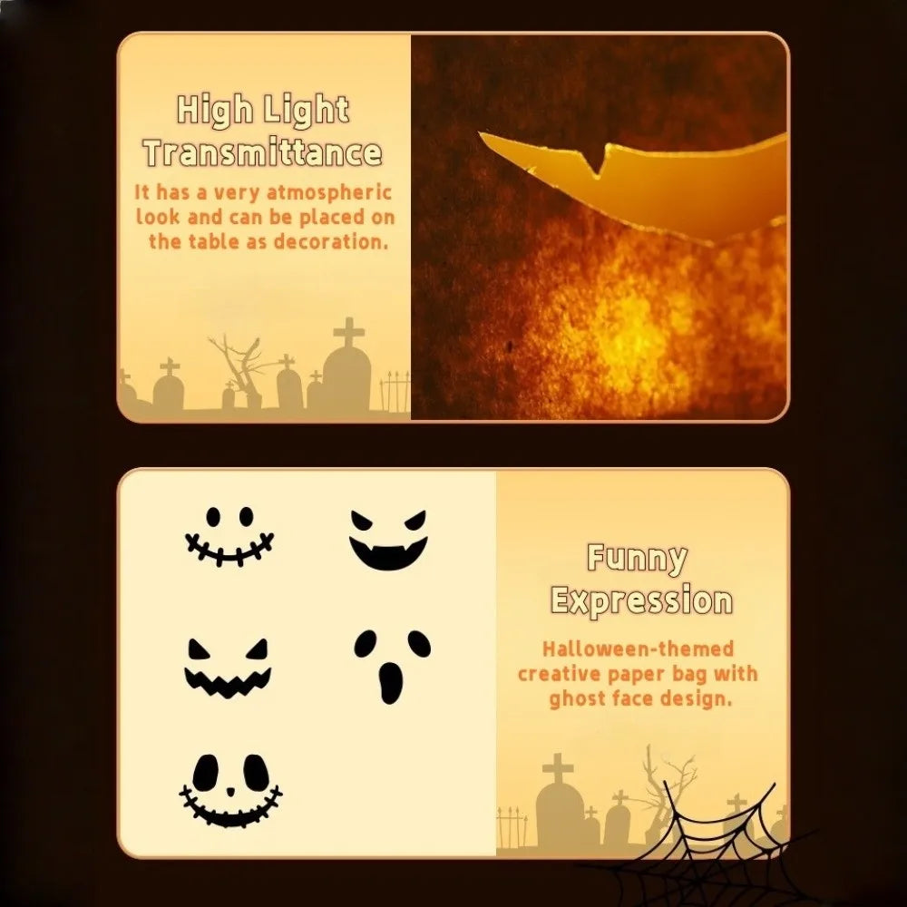Sac en papier citrouille Halloween creux style aléatoire sac d'emballage lumineux