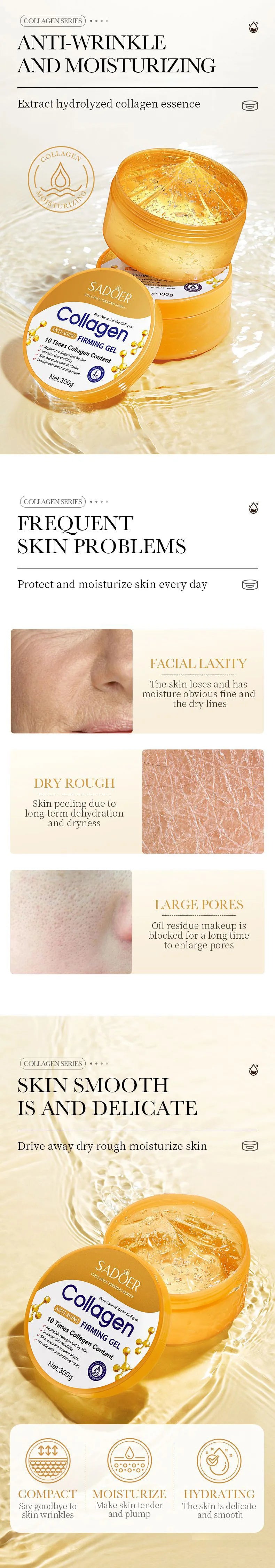 SADOER collagène crème pour le visage visage Gel hydratant réparation éclaircissant raffermissant crèmes pour le visage beauté produits de soins de la peau pour le visage