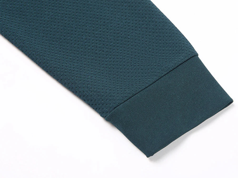 Nouveau t-shirt polo d'automne pour hommes, couleur unie, manches longues avec texture gaufrée