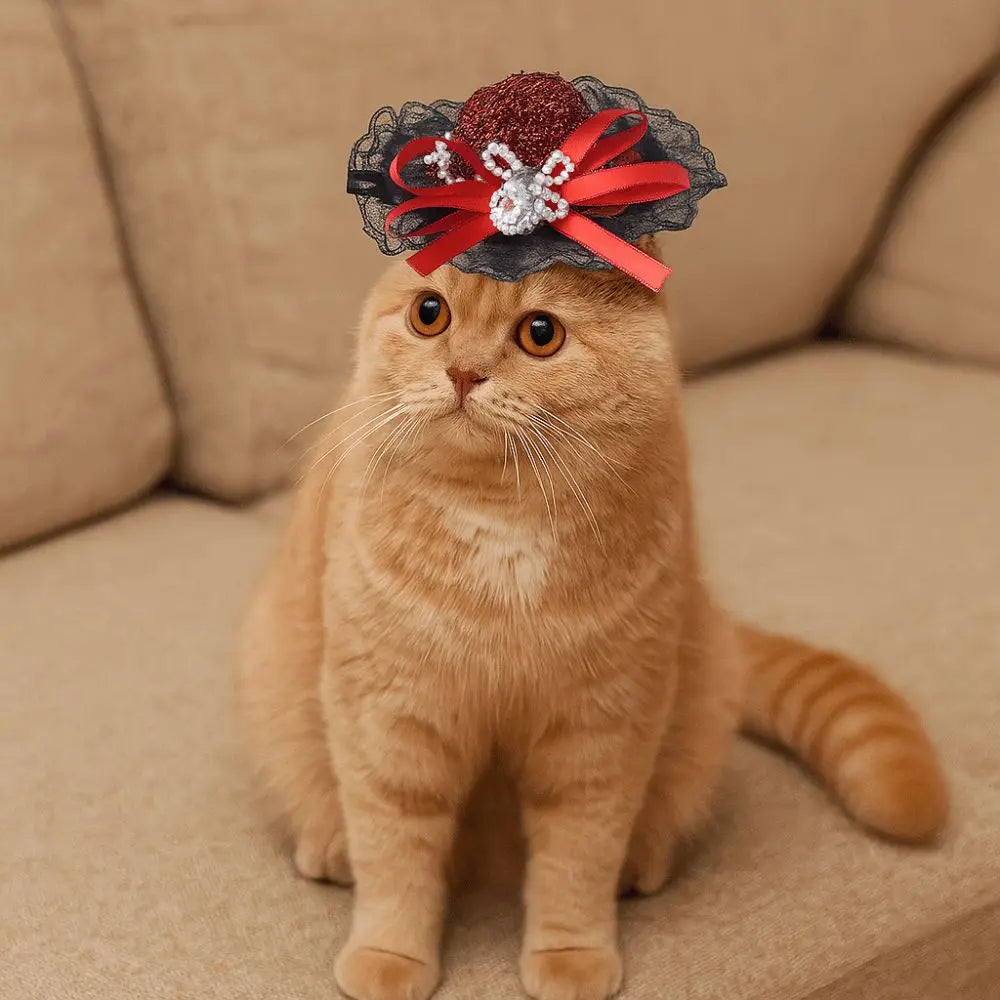 Pet Accessories Adjustable Pet Halloween Hat Sequin Elastic Band Cat Cosplay Hat British Style Pet Decorative Hat Pet Party