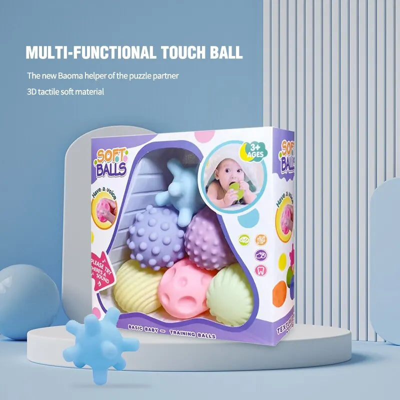 Lot de 6 balles sensorielles pour nouveau-né, jouet anti-stress  Balle de massage tactile pour bébés de 6 à 12 mois