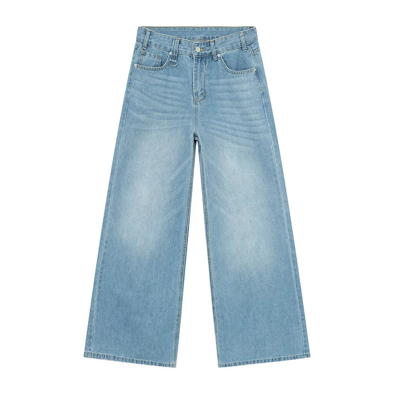 Pantalon en Denim d'Été pour Homme Jeans Masculin Bleu Délavé Vintage Droit Décontracté Vêtements pour Homme Pantalon Large Ample Nouvelle Mode