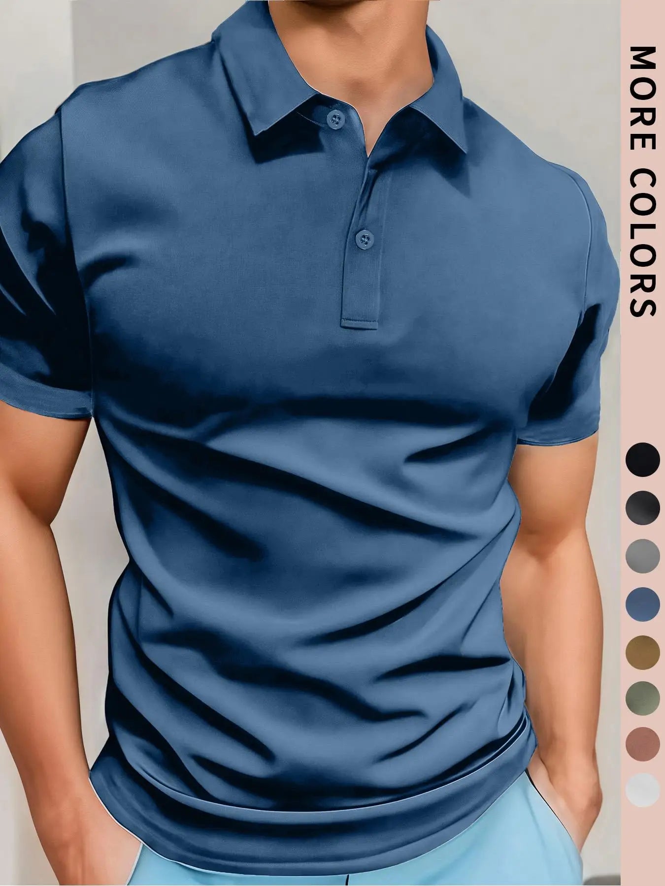 Polo simple à manches courtes pour homme, couleur unie, tissu de haute qualité