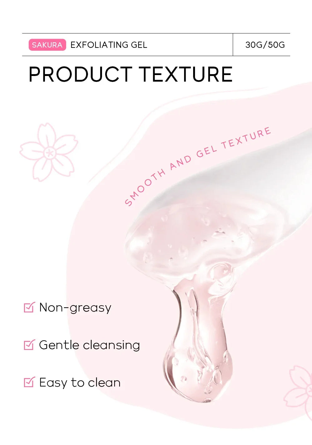 Sakura exfoliant Peeling Gel gommage pour le visage hydratant nourrissant réparation gommages crème pour le visage beauté soins de la peau