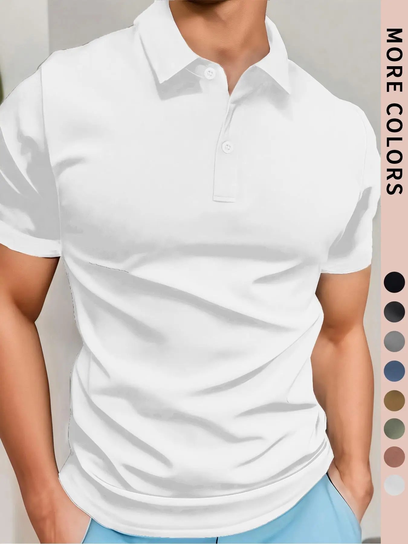 Polo simple à manches courtes pour homme, couleur unie, tissu de haute qualité