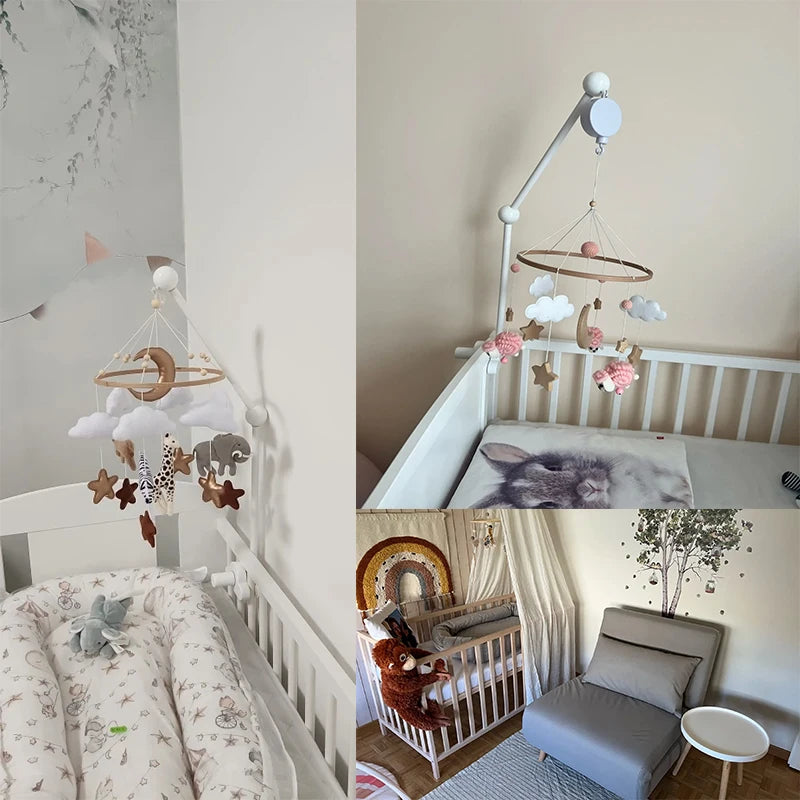 Hochet mobile pour berceau de bébé de 0 à 12 mois, motif animal de la forêt