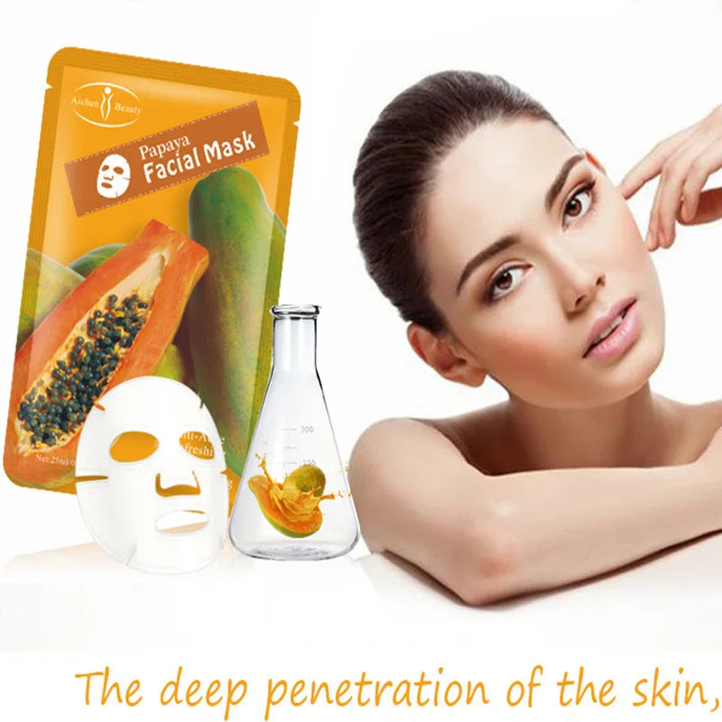 Masque Facial Hydratant aux Fruits et Plantes Naturelles, Soin de la Peau, Contrôle de l'Huile, Myrtille, Concombre, Grenade, Fruit, Efficacité