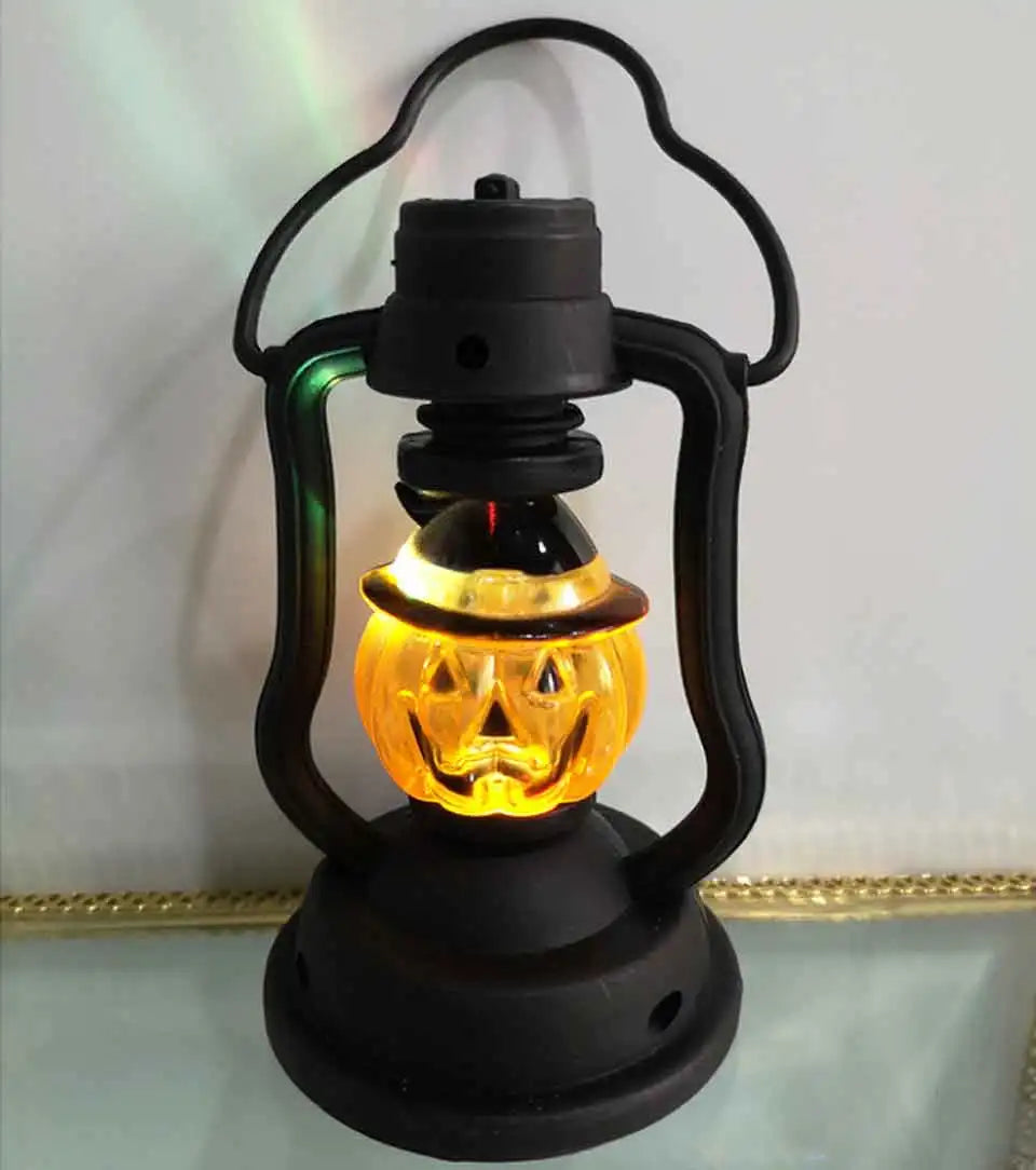 Lanterne LED en forme de crâne de citrouille pour Halloween, accessoire de décoration créatif