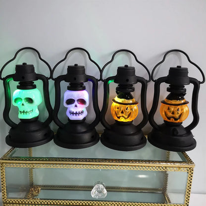 Lanterne LED en forme de crâne de citrouille pour Halloween, accessoire de décoration créatif