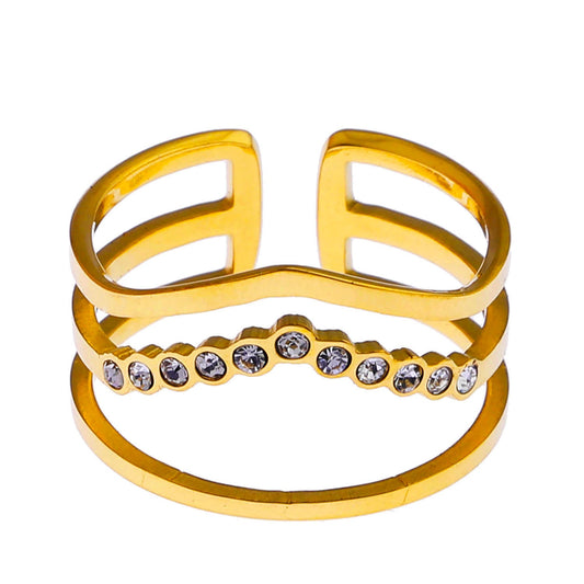 JUAANA Triple Layered Zirconia Embellished Ring