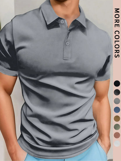 Polo simple à manches courtes pour homme, couleur unie, tissu de haute qualité