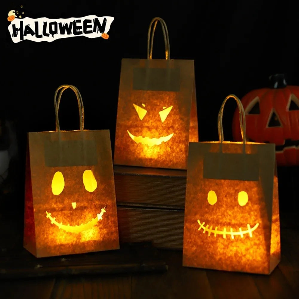 Sac en papier citrouille Halloween creux style aléatoire sac d'emballage lumineux