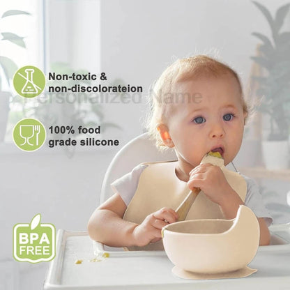 Ensemble de Vaisselle Personnalisé pour Bébé - Set Silicone 8 Pièces avec Nom Gravé - Sans BPA