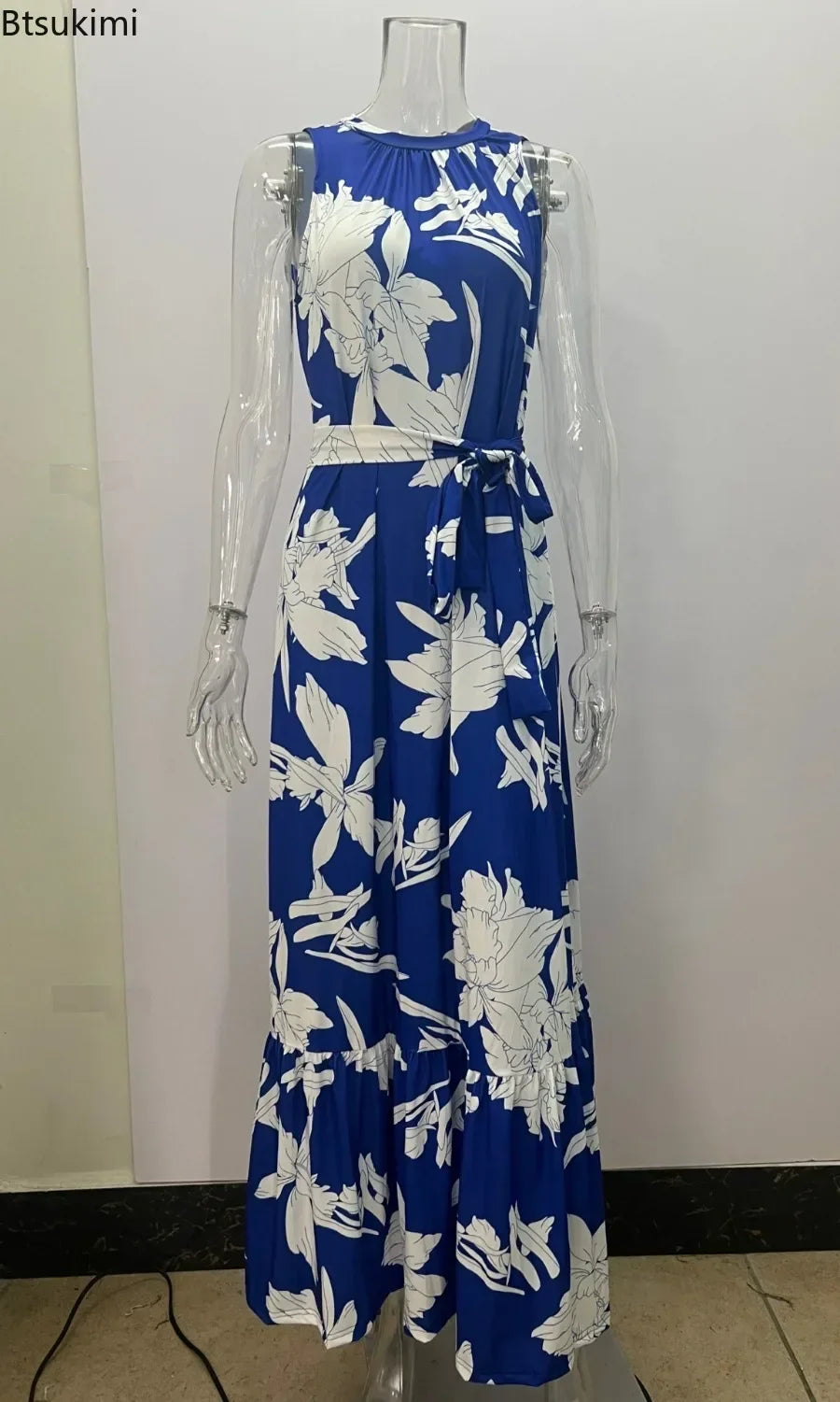 2025 Robes longues élégantes à imprimé floral pour femmes Printemps Été