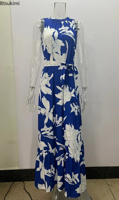 2025 Robes longues élégantes à imprimé floral pour femmes Printemps Été