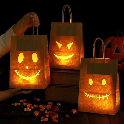 Sac en papier citrouille Halloween creux style aléatoire sac d'emballage lumineux