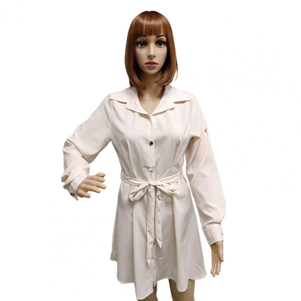 Robe chemise blanche élégante pour femme, mini, manches longues