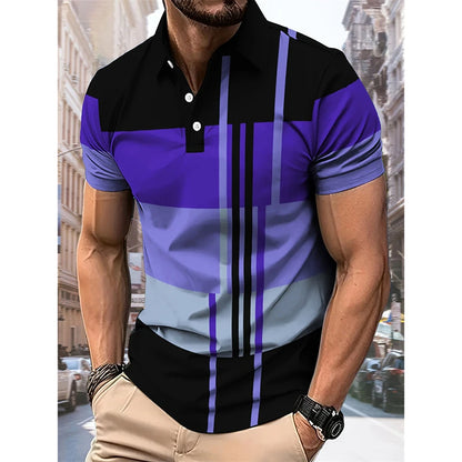 Polo à carreaux classique et tendance pour homme, style streetwear simple et décontracté