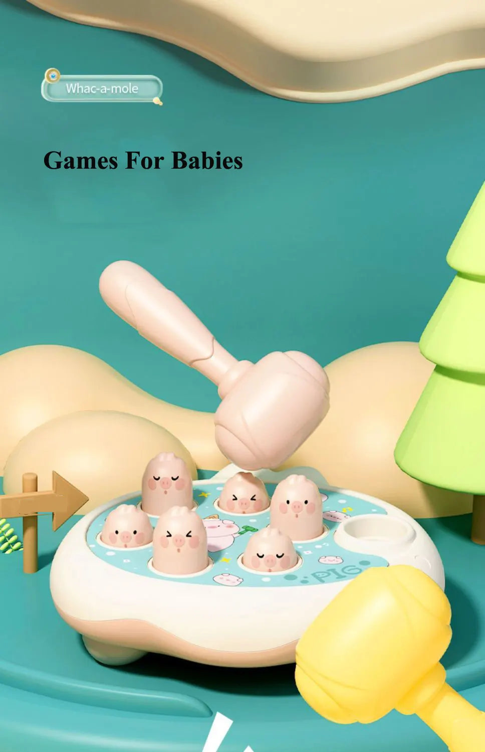 Jouet bébé Canard/Grenouille/Cochon, jeu d'apprentissage Montessori, puzzle éducatif cadeau pour tout-petit garçon/fille de 12 à 24 mois avec marteau