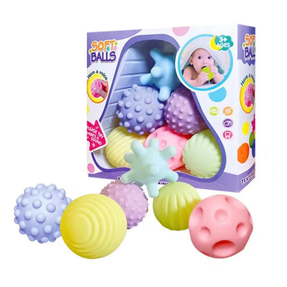 Lot de 6 balles sensorielles pour nouveau-né, jouet anti-stress  Balle de massage tactile pour bébés de 6 à 12 mois