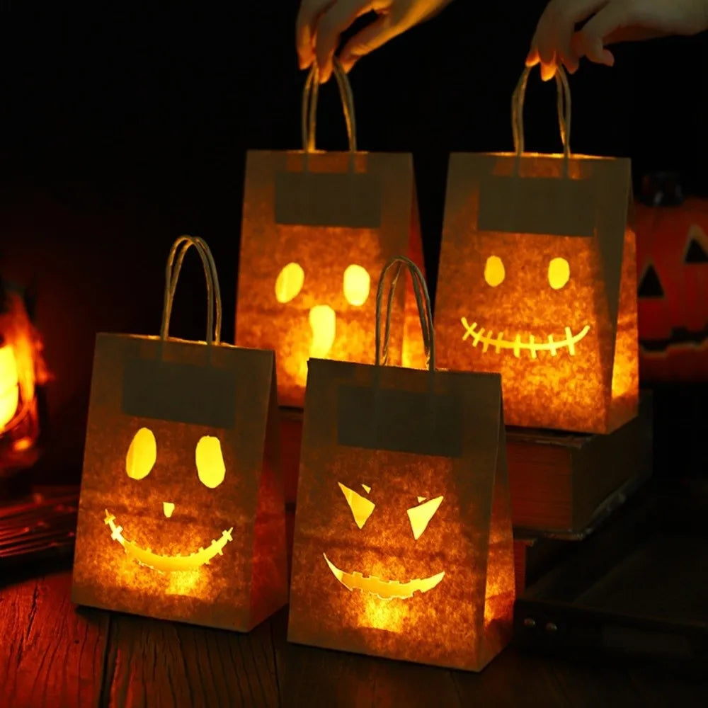 Sac en papier citrouille Halloween creux style aléatoire sac d'emballage lumineux