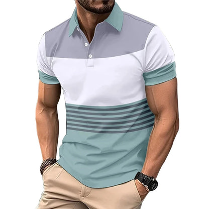 Polo d'été à manches courtes et revers pour homme, imprimé logo, style décontracté