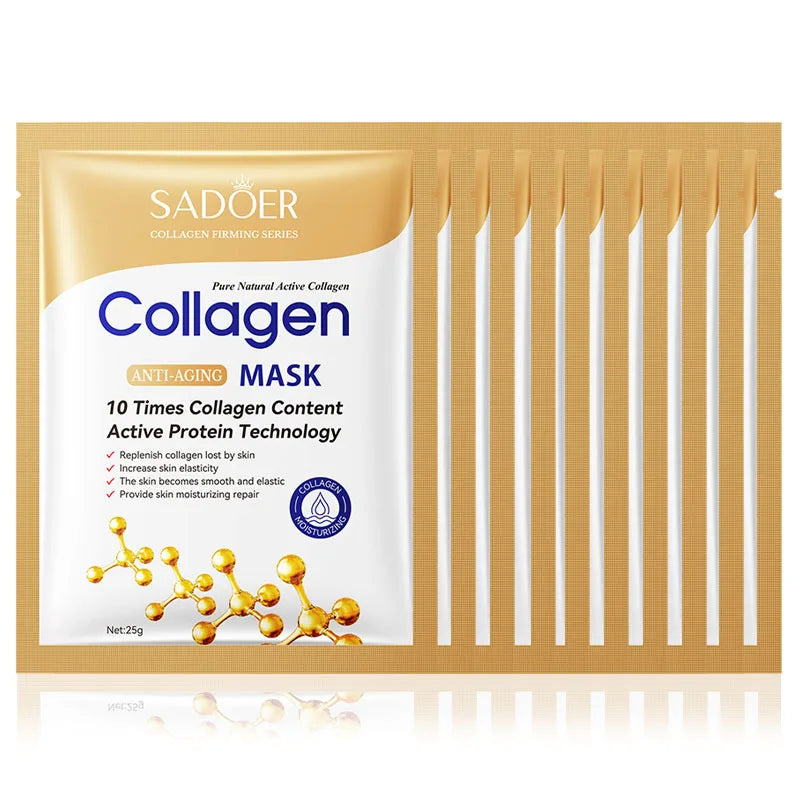 10pcs SADOER Collagen Face Mask Firming Moisturizing Repair Brightening skincare Face Sheet Mask Beauty Facial Masks Skin Care