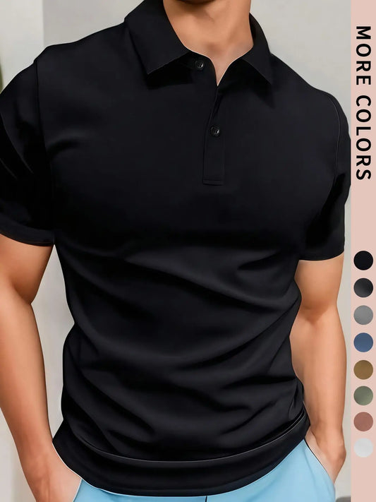 Polo simple à manches courtes pour homme, couleur unie, tissu de haute qualité