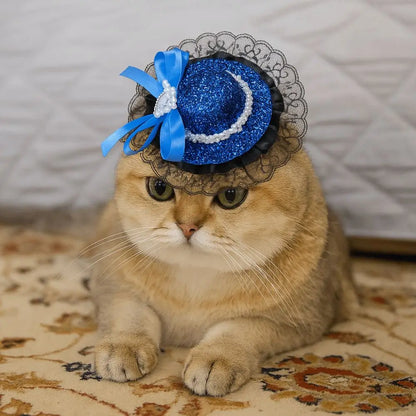Pet Accessories Adjustable Pet Halloween Hat Sequin Elastic Band Cat Cosplay Hat British Style Pet Decorative Hat Pet Party