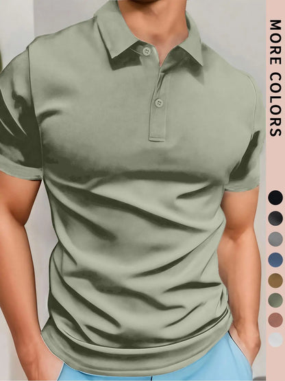 Polo simple à manches courtes pour homme, couleur unie, tissu de haute qualité