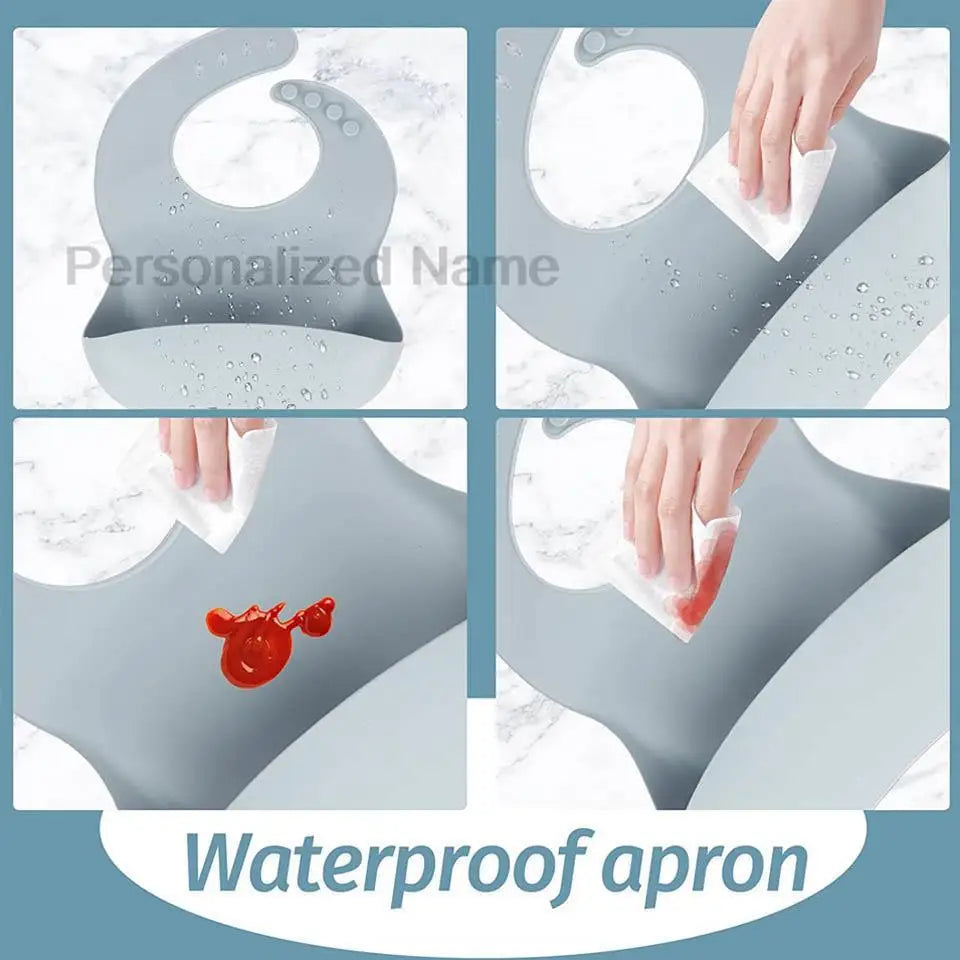 Ensemble de Vaisselle Personnalisé pour Bébé - Set Silicone 8 Pièces avec Nom Gravé - Sans BPA