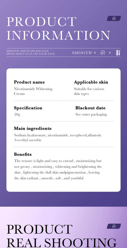 SADOER crème anti-taches de rousseur Nicotinamide crème pour le visage pour Faical hydratant nourrissant hydratant raffermissant crèmes pour le visage