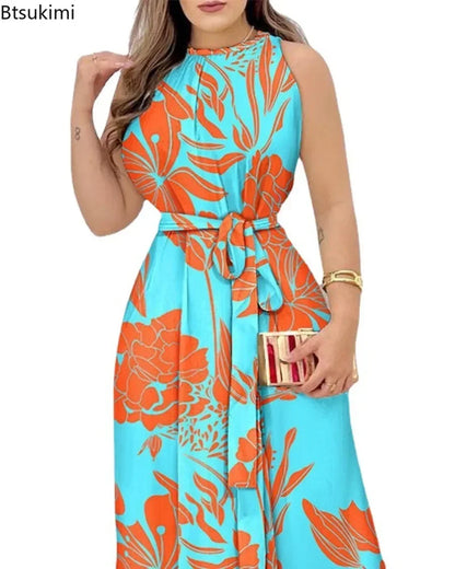 2025 Robes longues élégantes à imprimé floral pour femmes Printemps Été