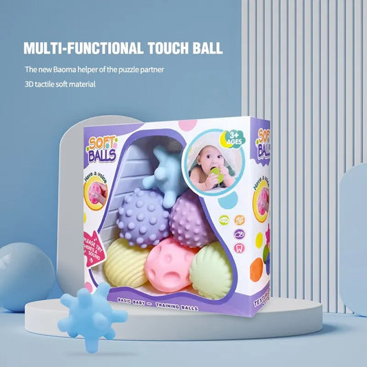 Lot de 6 balles sensorielles pour nouveau-né, jouet anti-stress  Balle de massage tactile pour bébés de 6 à 12 mois
