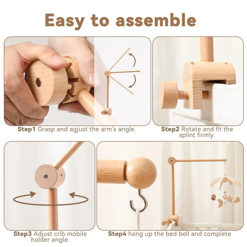 Hochet mobile pour berceau de bébé de 0 à 12 mois, motif animal de la forêt