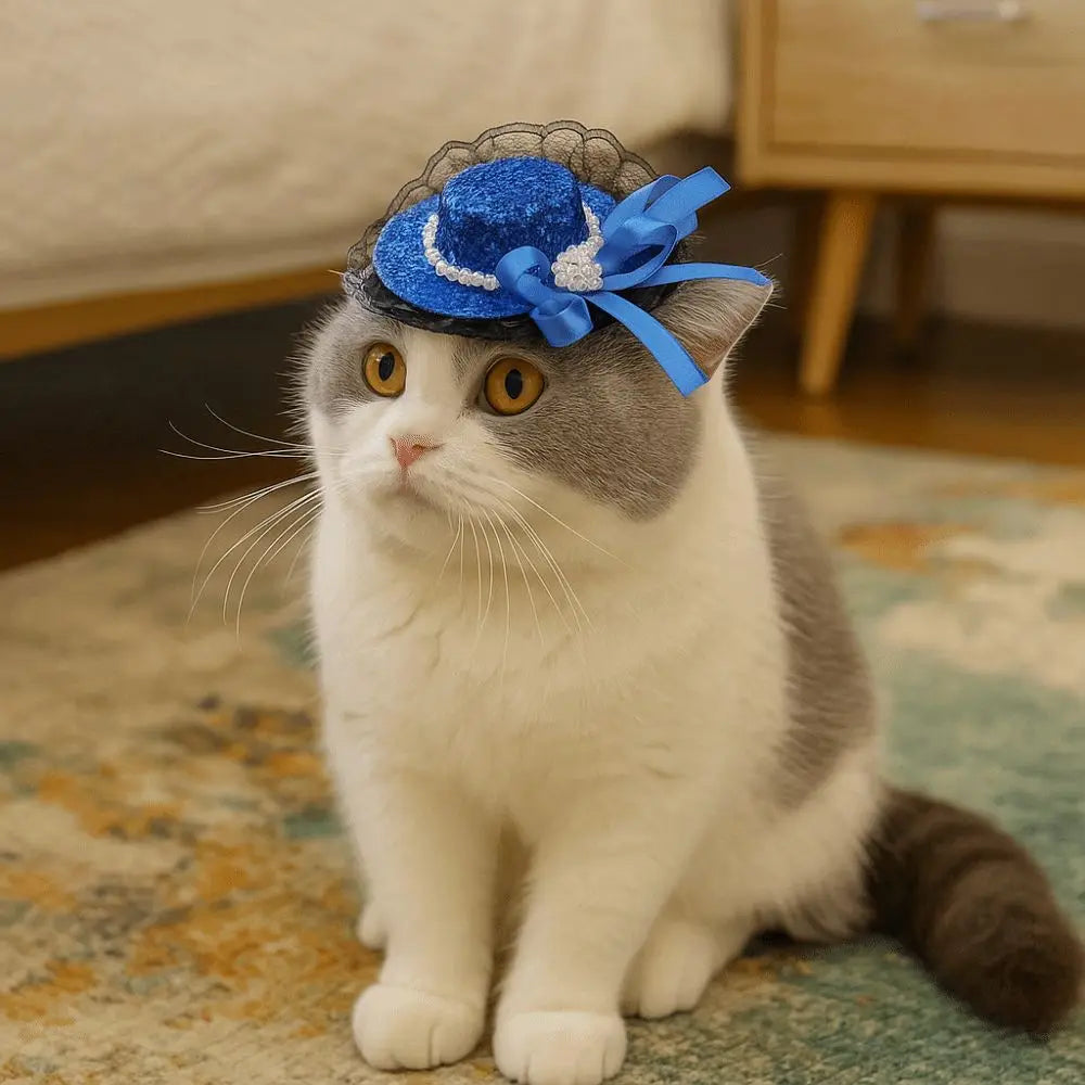 Pet Accessories Adjustable Pet Halloween Hat Sequin Elastic Band Cat Cosplay Hat British Style Pet Decorative Hat Pet Party